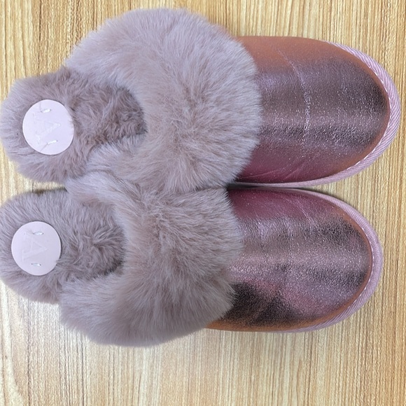 Anthropologie like new rose  color Metallic Scuff Slippers size small 5/6 - Picture 14 of 15